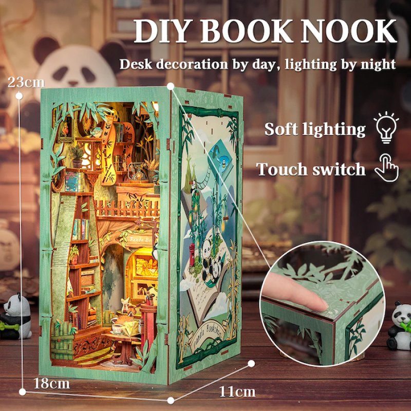 BOOK NOOK KIT - DIY - Librairie Panda - 244pc Eclairage LED