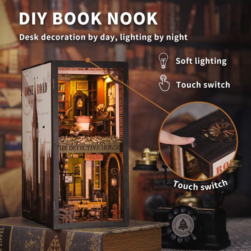 BOOK NOOK KIT - DIY - Agence du Détective Rose - 322pc Eclairage LED