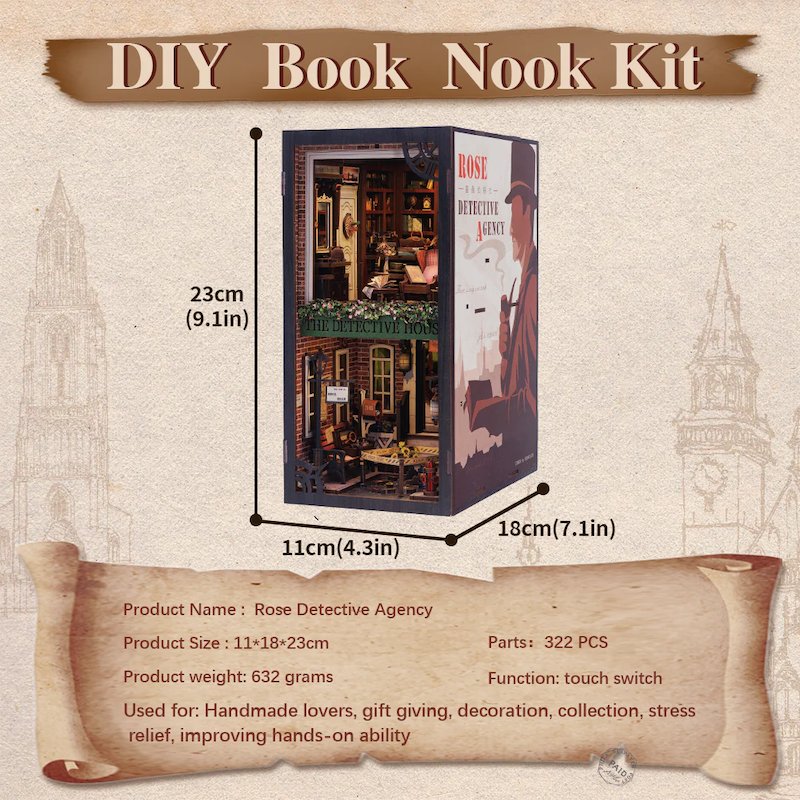BOOK NOOK KIT - DIY - Agence du Détective Rose - 322pc Eclairage LED