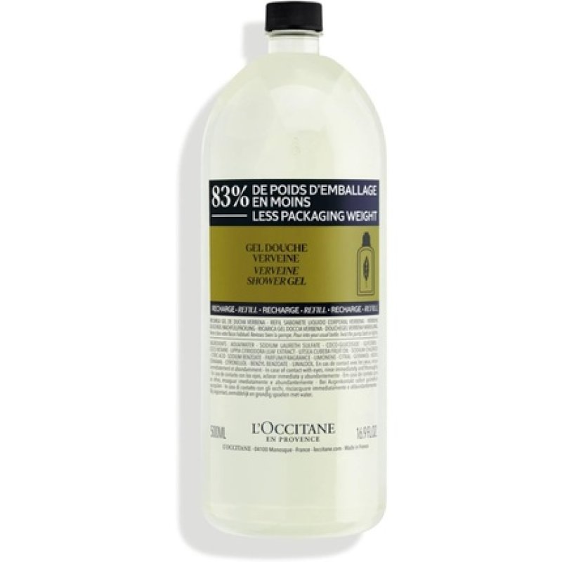 L'Occitane Verbena Shower Gel Refill 500ml Citrus Scented Vegan