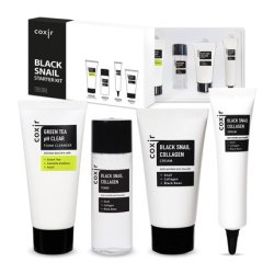 [coxir] Black Snail Collagen Starter Kit Foam Cleanser Toner Serum Cream Black-3-Complex: Black Rice, Bean, Sesame,