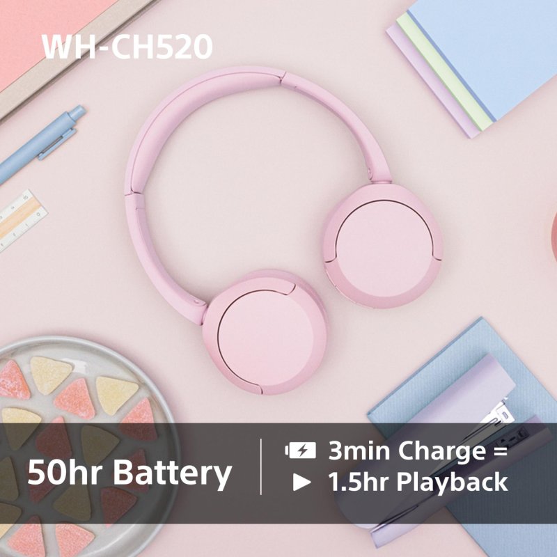 Sony WHCH520P.CE7 écouteur/casque Sans fil Arceau Appels/Musique USB Type-C Bluetooth Rose