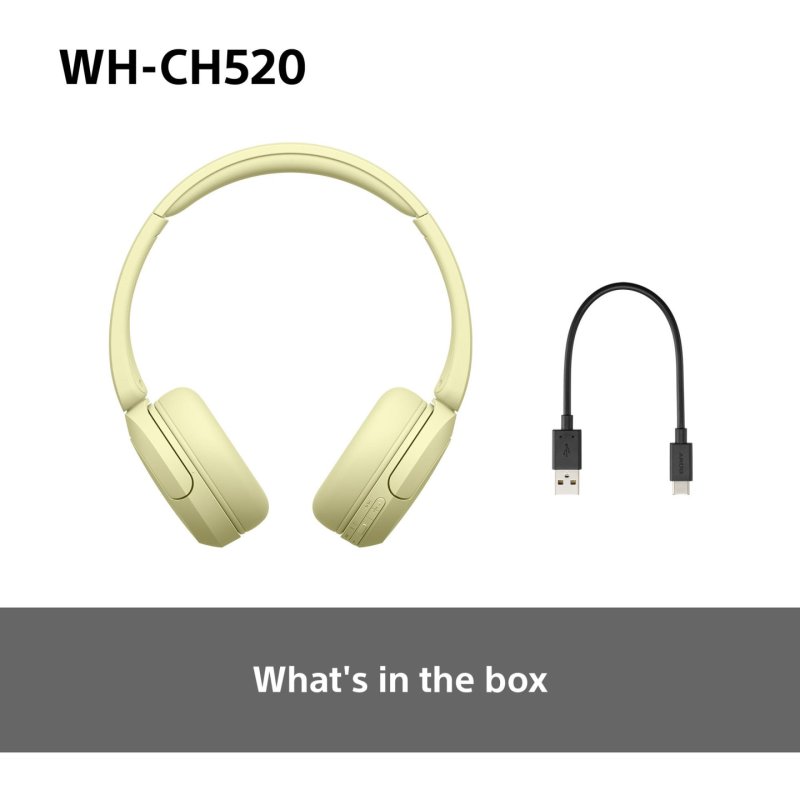 Sony WHCH520Y.CE7 écouteur/casque Sans fil Arceau Appels/Musique USB Type-C Bluetooth Jaune