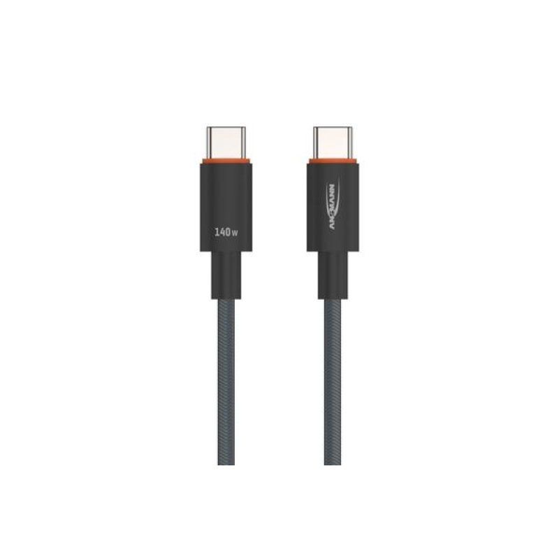 USB 2.0 Kabel, USB-C Stecker USB-C Stecker (anthrazit, 60cm, PD 3.1, Laden mit bis zu 140 Watt, gesleevt)