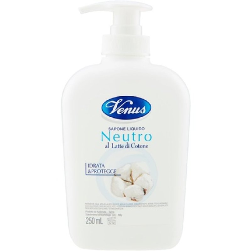 Venus Liquid Soap for Face and Hands with Cotton Milk - Hydrates and Protects