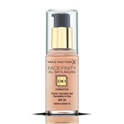Max Factor Facefinity 3-in-1 All Day Flawless Liquid Foundation SPF 20 45 Warm Almond 30ml