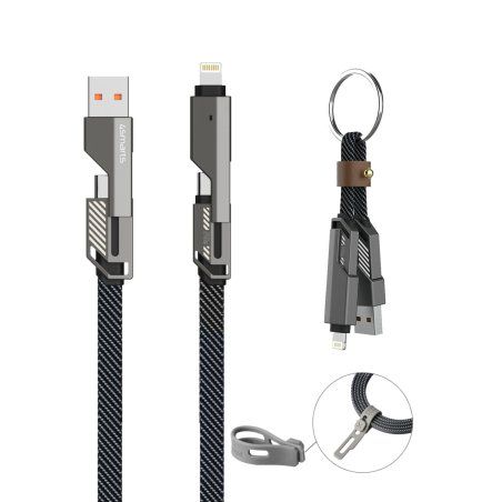 4smarts USB-C Kabel ComboCord Flat 240W. 1.5m Keyring Kabel