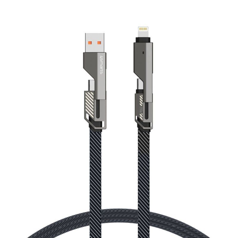 4smarts USB-C Kabel ComboCord Flat 240W. 1.5m Keyring Kabel