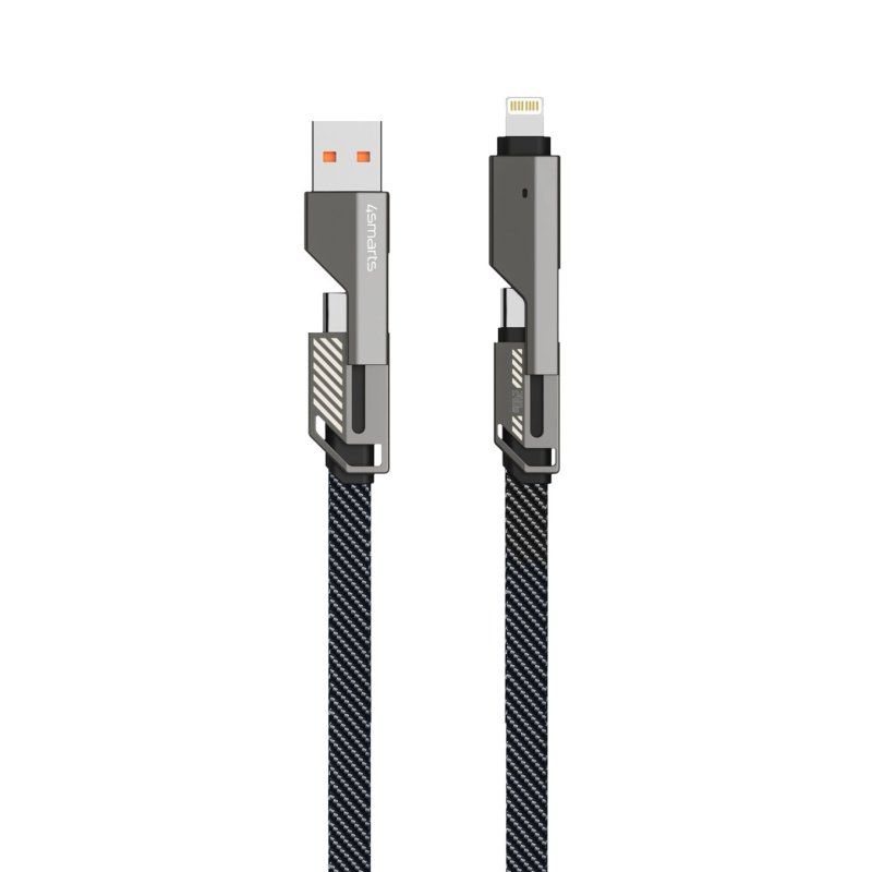 4smarts USB-C Kabel ComboCord Flat 240W. 1.5m Keyring Kabel