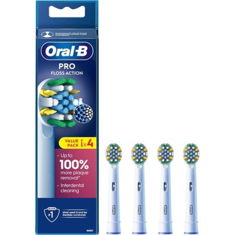 Oral-B Pro Floss Action Electric Toothbrush Head X-Shaped and Interdental Bristles for Deeper Plaque Removal 4 Pack