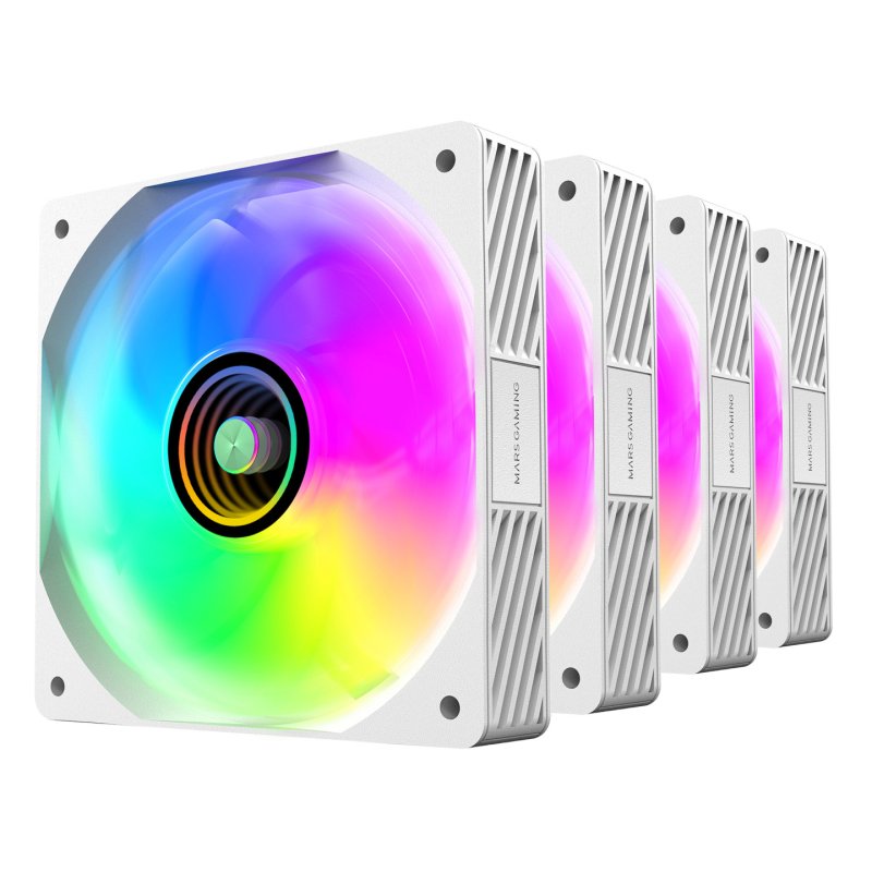 Mars Gaming MFSI4KITW computer cooling system Computer case Fan 12 cm White