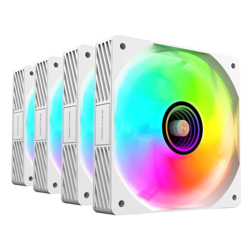 Lot de 4 Ventilateurs de boitier Mars Gaming MF-SI RGB - 12cm (Blanc)