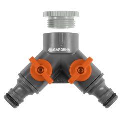 Gardena - 2-way valve - 26.5 mm (G 3/4 inch) and 21 mm (G 1/2 inch) thread - with adapter