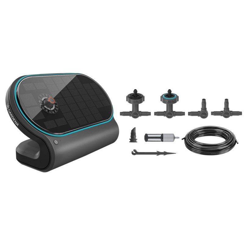 Solar-Bewässerung AquaBloom L Set (grau/türkis, für bis zu 30 Pflanzen)