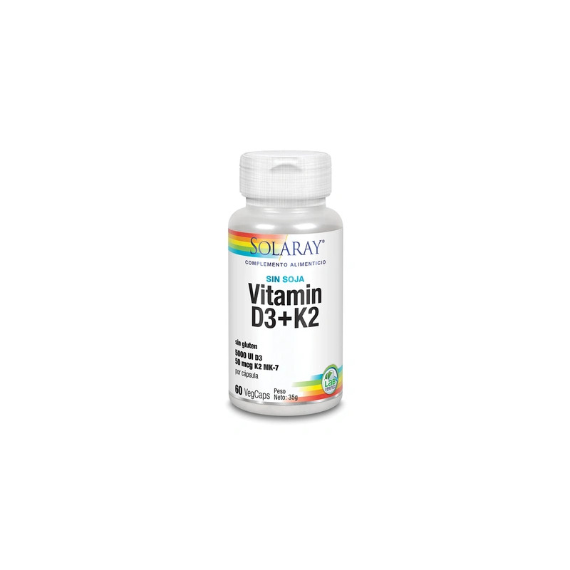 Solaray Vitamin D3 And K2 60 Vegetable Capsules 5000 Iu