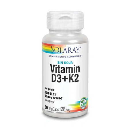 Solaray Vitamin D3 And K2 60 Vegetable Capsules 5000 Iu