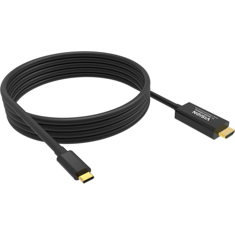 Vision TC 2MUSBCHDMI8K/BL câble de téléphone portable Noir 2 m USB C