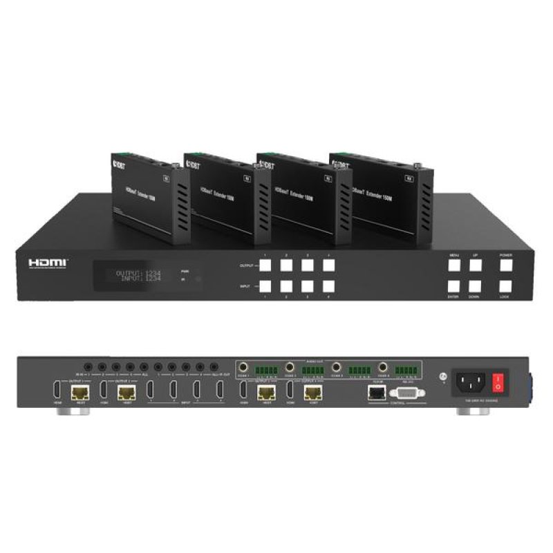 HDMI HDBaseT Matrix 4x4-4K@60Hz-18Gbps-(With Receivers)