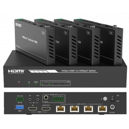 HDBaseT Distributor 1X4-4K60Hz-120m-PoC-(With Receivers)