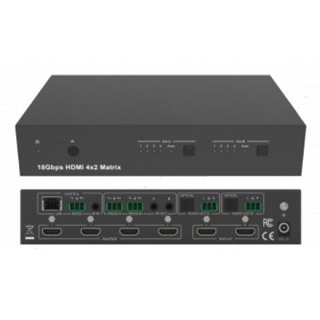 4x2 Matrix HDMI 2.0-18Gbps-4K@60Hz 4:4:4-HDCP 2.2 - HDR