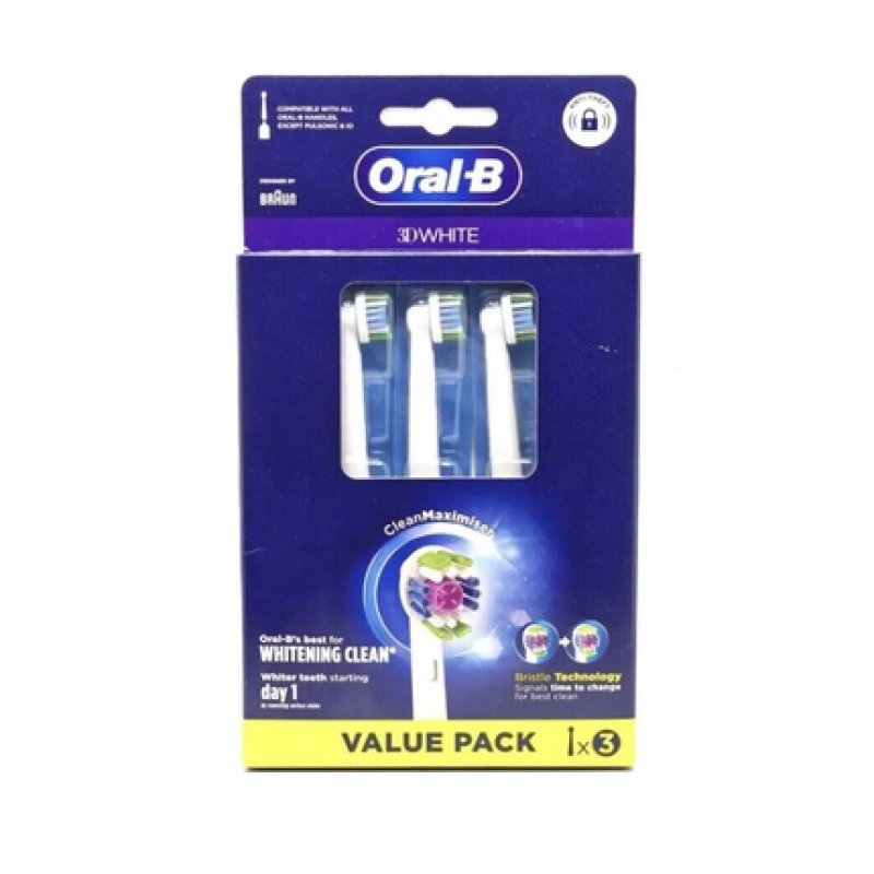 Oral-B 3D White Electric Toothbrush Round Heads - Pack of 3