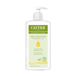 Cattier Paris Matcha Tea & Yuzu Shower Gel Family Size with Pump Dispenser Certified Natural Cosmetics