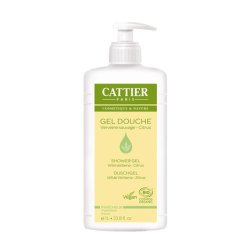 Cattier Wild Verbena & Citrus Shower Gel Family Size with Pump Dispenser Certified Natural Cosmetics