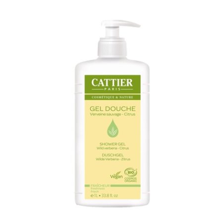 Cattier Wild Verbena & Citrus Shower Gel Family Size with Pump Dispenser Certified Natural Cosmetics