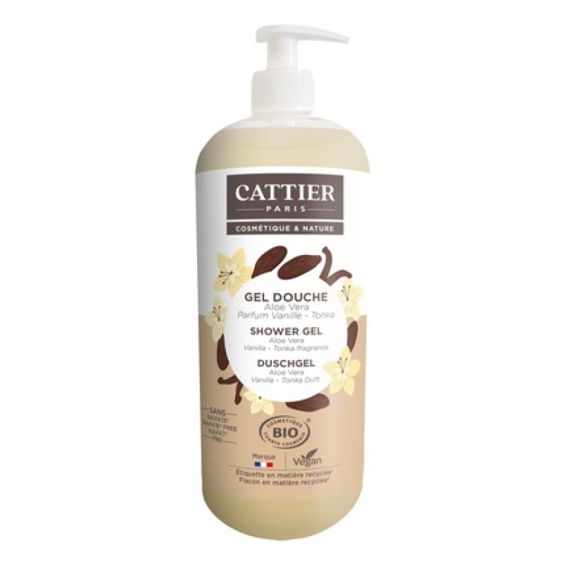 Cattier Paris Shower Gel Vanilla Tonka Aloe Vera - Soap & Sulfate Free