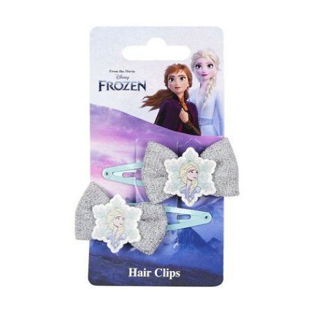 Frozen Silver Blue Bow Hair Clips