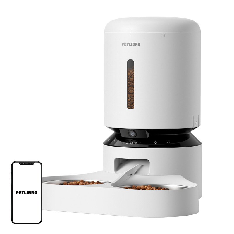 Petlibro Granary camera feed dispenser with double bowl, 5L (white)