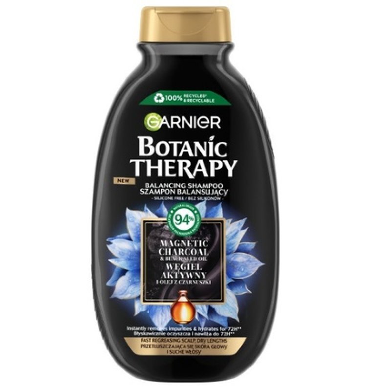 Garnier Balancing Shampoo for Oily Hair and Dry Scalp - Active Charcoal and Black Seed Oil, 400ml