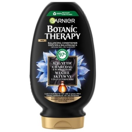 Garnier Botanic Therapy Balancing Conditioner 200ml - for Oily Hair and Dry Scalp with Active Charcoal and Black Seed