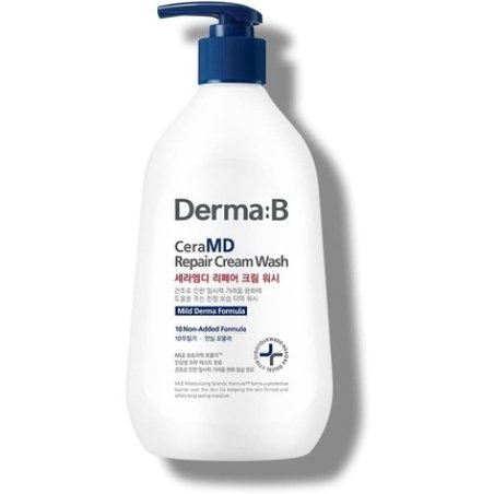 Derma B CeraMD Repair Cream Wash Unscented Fragrance Free Creamy Face & Body Cleanser 13.5 Fl. Oz. 400ml
