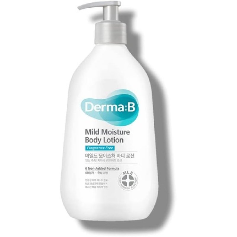 Derma B Mild Moisture Body Lotion Fragrance Free for Dry & Sensitive Skin with Witch Hazel and Squalane 13.5 Fl Oz 400ml