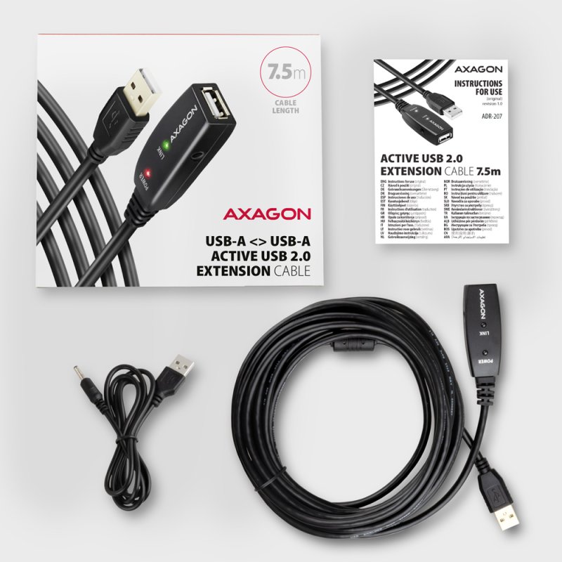 Axagon ADR-207 USB repeater cable 7.5 m