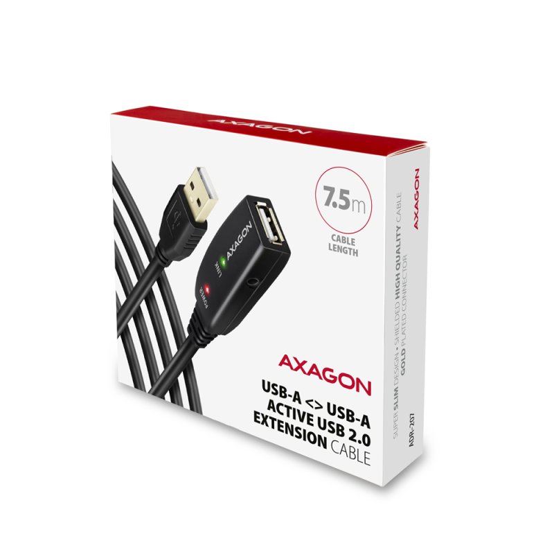 Axagon ADR-207 câble USB USB 2.0 7,5 m USB A Noir