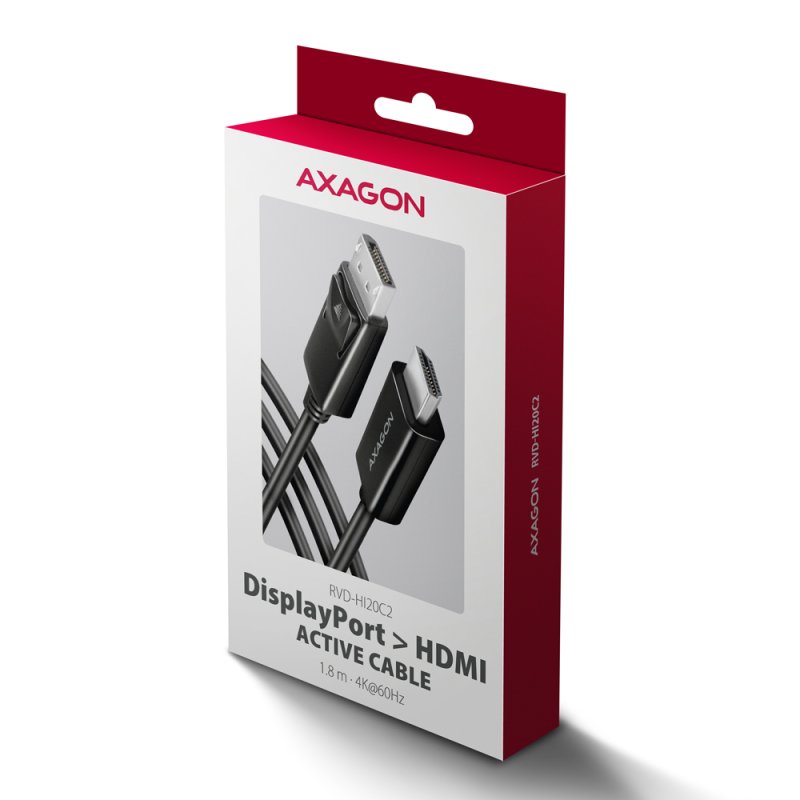 AXAGON RVD-HI20C2 DisplayPort auf HDMI 2.0 Adapter - 1,8m