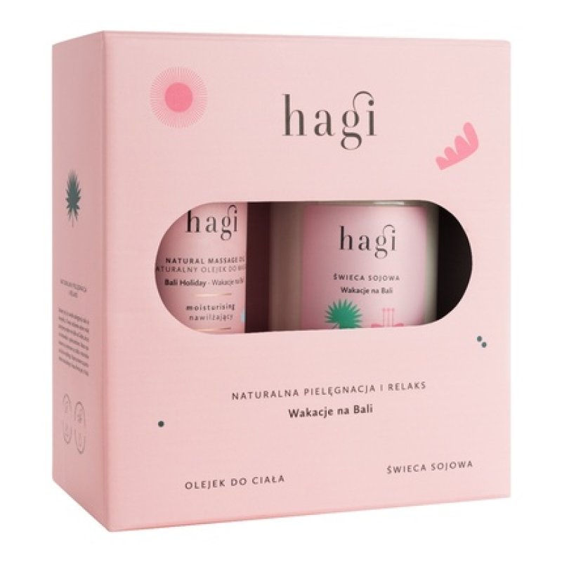 Hagiset Bali Vacation Soy Candle 215ml And Body Massage Oil 100ml