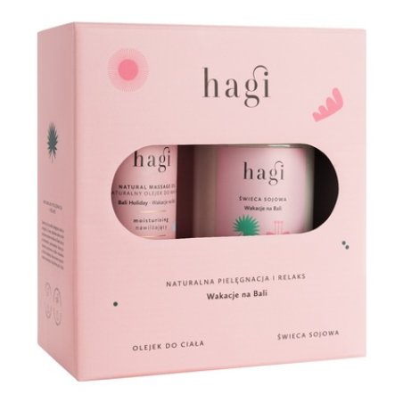 Hagiset Bali Vacation Soy Candle 215ml And Body Massage Oil 100ml