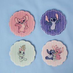 STITCH & ANGEL & SCRUMP - Lot de 4 Sous Verres