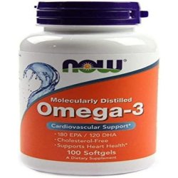 Now Foods Omega-3 Molecularly Distilled Fish Oil 100 Softgels