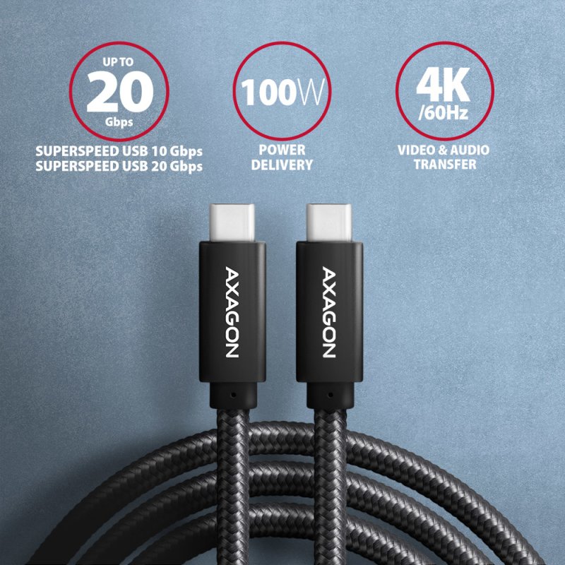 Axagon BUCM32-CM05AB USB cable USB 3.2 Gen 2x2 0.5 m USB C Black