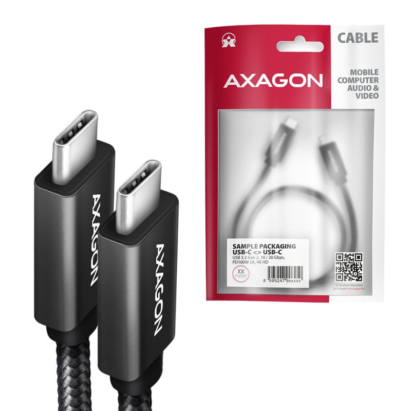 Axagon BUCM32-CM05AB câble USB USB 3.2 Gen 2x2 0,5 m USB C Noir