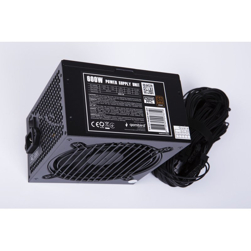 Gembird CCC-PSU80P-BBP-600 unité d'alimentation d'énergie 600 W 24-pin ATX ATX Noir