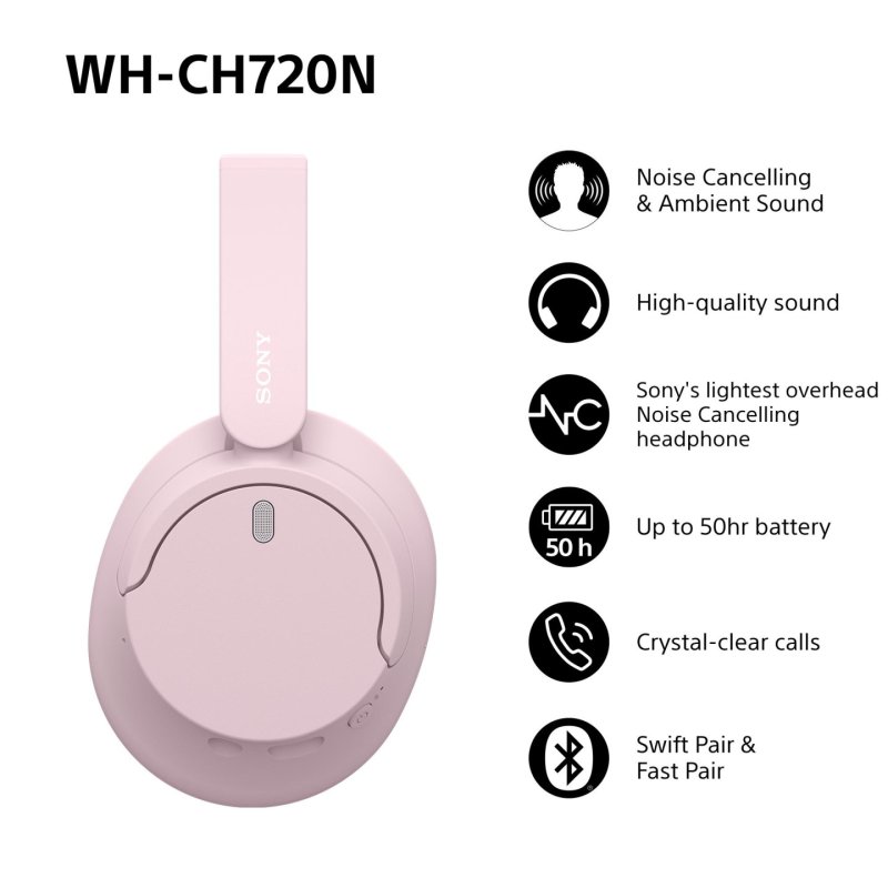 Sony WHCH720NP.CE7 écouteur/casque Avec fil &sans fil Arceau Appels/Musique USB Type-C Bluetooth Bleu