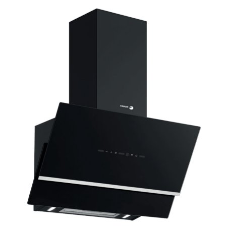 Hotte déco murale inclinée 60cm , Verre Noir , Aspiration : 566m3h , Ge *