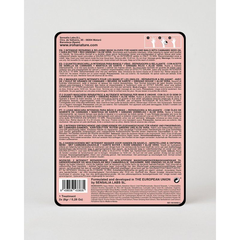 Iroha Nature Masque Gants Cannabis Réparateurs & Relaxants 1 pair
