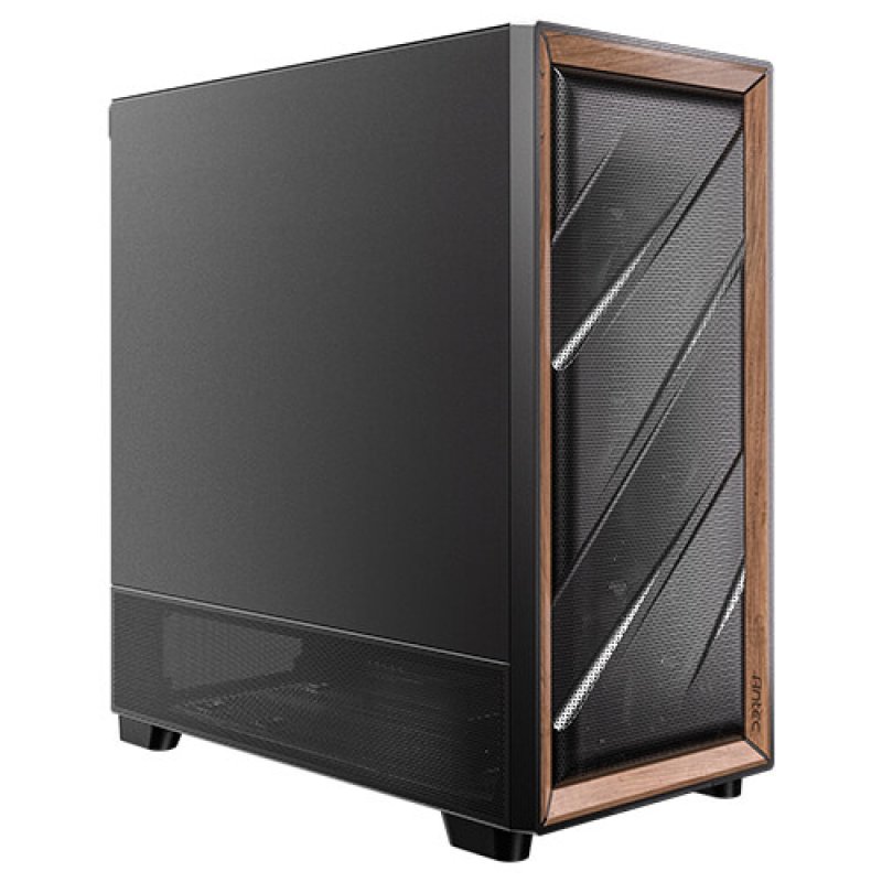 CAJA ANTEC FLUX SE ATX WOOD NEGRO 2XUSB SN FUENTE