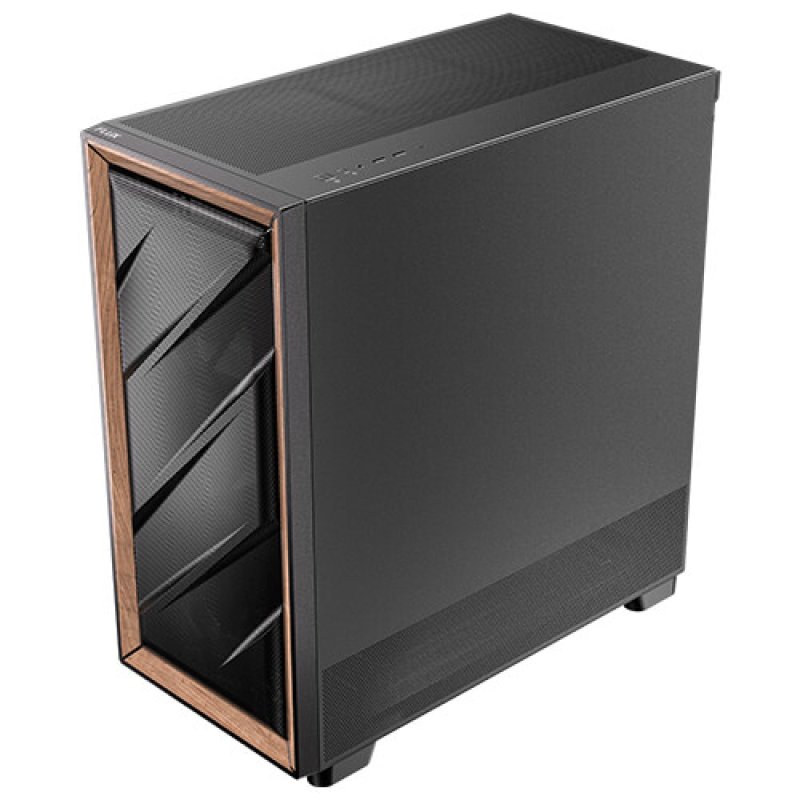CAJA ANTEC FLUX SE ATX WOOD NEGRO 2XUSB SN FUENTE